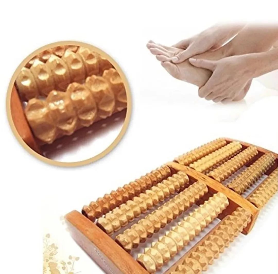 Wooden Foot Massager Roller for Foot Pain Relief & Acupressure Therapy"