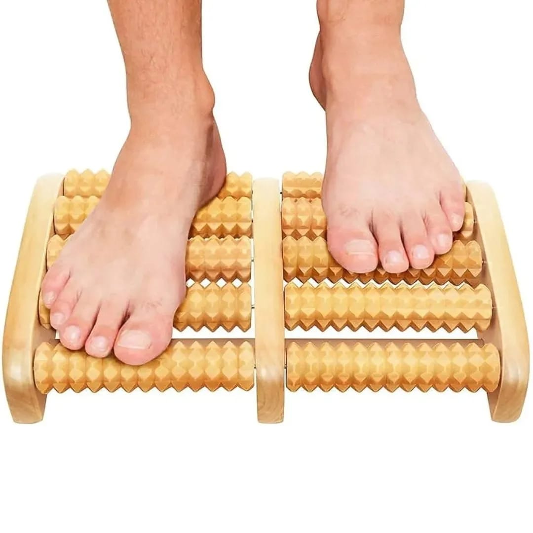 Wooden Foot Massager Roller for Foot Pain Relief & Acupressure Therapy"