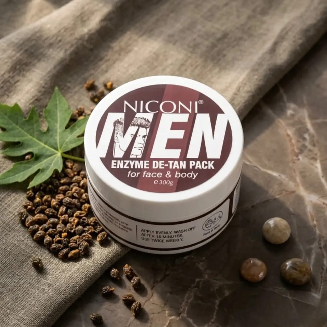 NI MEN Enzyme De-Tan Pack for Face & Body – Tan Removal & Skin Brightening (300g)