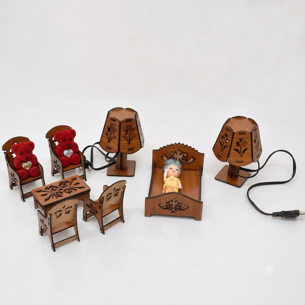 Luxury Wooden Doll House Furniture Set